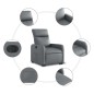 vidaXL Sillón reclinable elevable eléctrico de cuero sintético gris vidaXL Sillón reclinable elevable eléctrico de cuero sintético gris