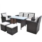 vidaXL Set comedor de jardín 6 piezas y cojines ratán sintético marrón vidaXL Set comedor de jardín 6 piezas y cojines ratán sintético marrón