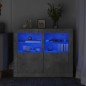 vidaXL Mesita de noche luces LED 2 uds madera ingeniería gris hormigón vidaXL Mesita de noche luces LED 2 uds madera ingeniería gris hormigón