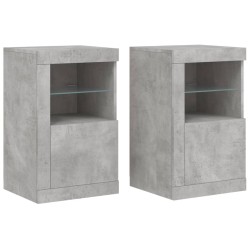 vidaXL Mesita de noche luces LED 2 uds madera ingeniería gris hormigón