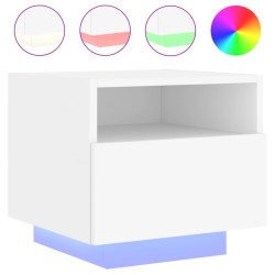 vidaXL Mesita de noche con luces LED blanco 40x39x37 cm