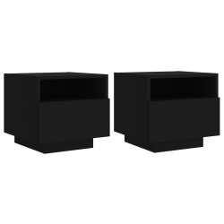 vidaXL Mesitas de noche con luces LED 2 unidades negro 40x39x37 cm