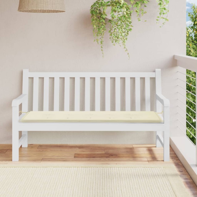 vidaXL Cojín de banco de jardín tela Oxford blanco crema 150x50x3 cm vidaXL Cojín de banco de jardín tela Oxford blanco crema 150x50x3 cm