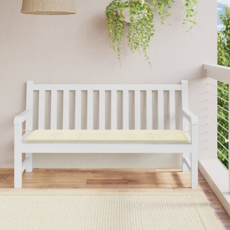 vidaXL Cojín de banco de jardín tela Oxford blanco crema 150x50x3 cm