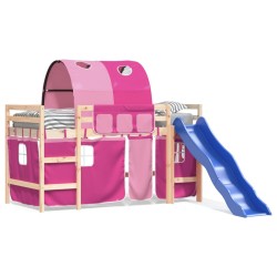 vidaXL Cama alta para niños con túnel madera pino rosa 90x200 cm