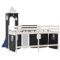 vidaXL Cama alta niños con torre madera pino blanco negro 80x200 cm vidaXL Cama alta niños con torre madera pino blanco negro 80x200 cm