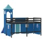 vidaXL Cama alta para niños con torre madera pino azul 90x200 cm vidaXL Cama alta para niños con torre madera pino azul 90x200 cm