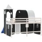 vidaXL Cama alta niños con torre madera pino blanco negro 80x200 cm vidaXL Cama alta niños con torre madera pino blanco negro 80x200 cm
