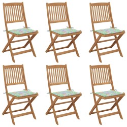 vidaXL Sillas de jardín plegables 6 uds y cojines madera maciza acacia