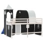 vidaXL Cama alta niños con torre madera pino blanco negro 90x200 cm vidaXL Cama alta niños con torre madera pino blanco negro 90x200 cm