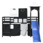 vidaXL Cama alta niños con torre madera pino blanco negro 90x190 cm vidaXL Cama alta niños con torre madera pino blanco negro 90x190 cm