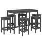 vidaXL Set de mesa y taburetes altos jardín 7 piezas madera pino gris vidaXL Set de mesa y taburetes altos jardín 7 piezas madera pino gris