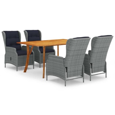 vidaXL Juego de comedor para jardín de 5 piezas gris claro