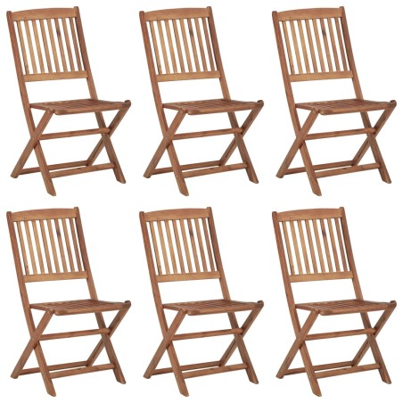 vidaXL Sillas de jardín plegables 6 uds y cojines madera maciza acacia