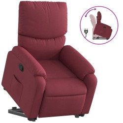 vidaXL Sillón reclinable elevable tela rojo tinto