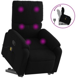 vidaXL Sillón reclinable de masaje elevable tela negro