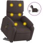 vidaXL Sillón masaje eléctrico reclinable elevable tela marrón oscuro vidaXL Sillón masaje eléctrico reclinable elevable tela marrón oscuro