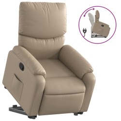 vidaXL Sillón reclinable elevable cuero artificial color capuchino