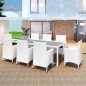 vidaXL Set de comedor de jardín 9 piezas ratán sintético blanco crema vidaXL Set de comedor de jardín 9 piezas ratán sintético blanco crema