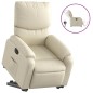 vidaXL Sillón reclinable elevable eléctrico de cuero sintético crema vidaXL Sillón reclinable elevable eléctrico de cuero sintético crema