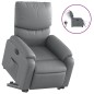 vidaXL Sillón reclinable elevable eléctrico de cuero sintético gris vidaXL Sillón reclinable elevable eléctrico de cuero sintético gris