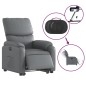 vidaXL Sillón reclinable elevable eléctrico de cuero sintético gris vidaXL Sillón reclinable elevable eléctrico de cuero sintético gris