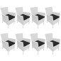 vidaXL Set de comedor de jardín 9 piezas ratán sintético blanco crema vidaXL Set de comedor de jardín 9 piezas ratán sintético blanco crema