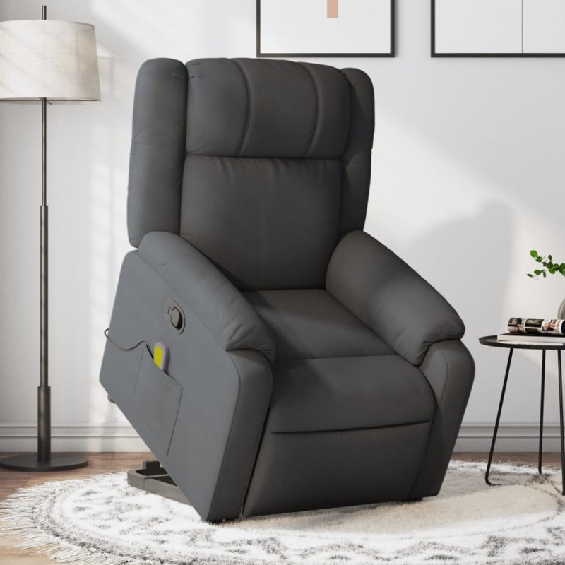 vidaXL Silla de masaje reclinable de pie de tela gris oscuro vidaXL Silla de masaje reclinable de pie de tela gris oscuro