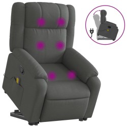 vidaXL Silla de masaje reclinable de pie de tela gris oscuro