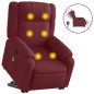 vidaXL Sillón de masaje eléctrico reclinable elevable tela rojo tinto vidaXL Sillón de masaje eléctrico reclinable elevable tela rojo tinto