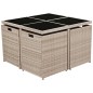 vidaXL Set comedor de jardín 9 piezas y cojines ratán sintético beige
