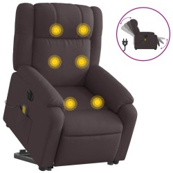 vidaXL Sillón masaje eléctrico reclinable elevable tela marrón oscuro