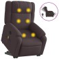 vidaXL Sillón masaje eléctrico reclinable elevable tela marrón oscuro vidaXL Sillón masaje eléctrico reclinable elevable tela marrón oscuro