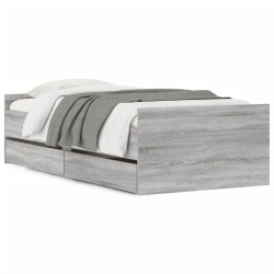 vidaXL Estructura de cama con cajones gris Sonoma 100x200 cm