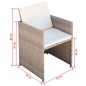 vidaXL Set comedor de jardín 9 piezas y cojines ratán sintético beige