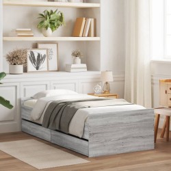 vidaXL Estructura de cama con cajones gris Sonoma 90x200 cm