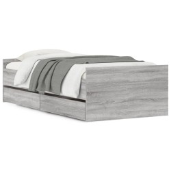 vidaXL Estructura de cama con cajones gris Sonoma 90x190 cm