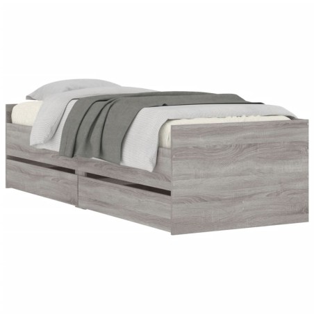 vidaXL Estructura de cama con cajones Sonoma gris 75x190 cm