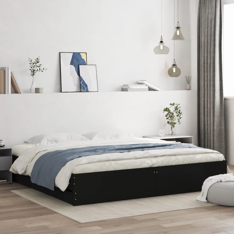 vidaXL Estructura cama con cajones madera ingeniería negra 200x200 cm vidaXL Estructura cama con cajones madera ingeniería negra 200x200 cm