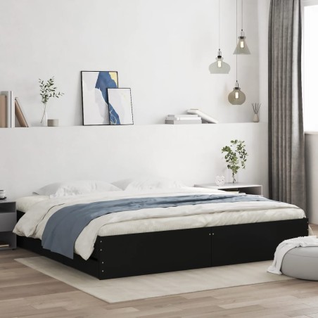 vidaXL Estructura cama con cajones madera ingeniería negra 200x200 cm