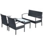 vidaXL Set muebles de jardín 4 piezas y cojines ratán sintético negro vidaXL Set muebles de jardín 4 piezas y cojines ratán sintético negro