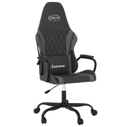 vidaXL Silla gaming de masaje cuero sintético negro y gris