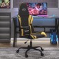 vidaXL Silla gaming de masaje cuero sintético negro y dorado
