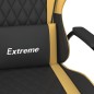 vidaXL Silla gaming de masaje cuero sintético negro y dorado