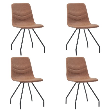 vidaXL Sillas de comedor 4 unidades cuero sintético marrón