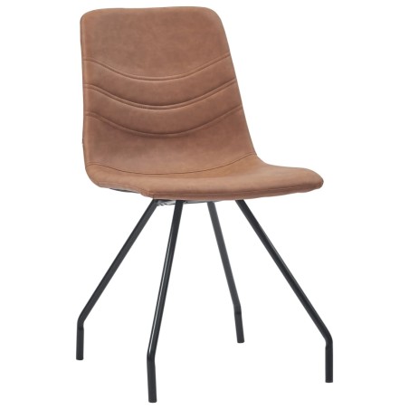 vidaXL Sillas de comedor 4 unidades cuero sintético marrón