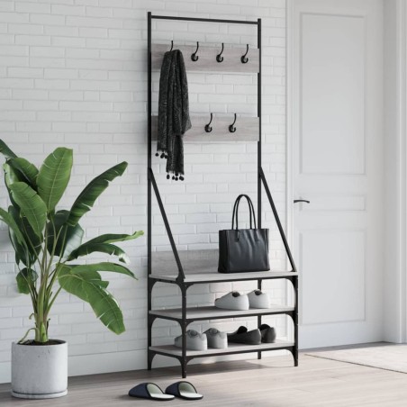 vidaXL Perchero con zapatero gris Sonoma 72x34x184 cm