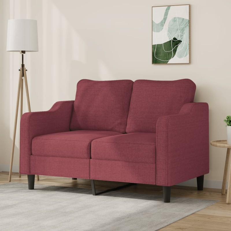 vidaXL Sofá de 2 plazas de tela rojo tinto 120 cm vidaXL Sofá de 2 plazas de tela rojo tinto 120 cm
