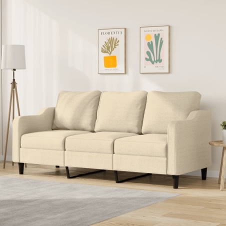 vidaXL Sofá de 3 plazas de tela crema 180 cm