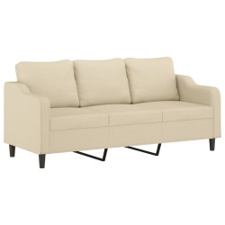 vidaXL Sofá de 3 plazas de tela crema 180 cm
